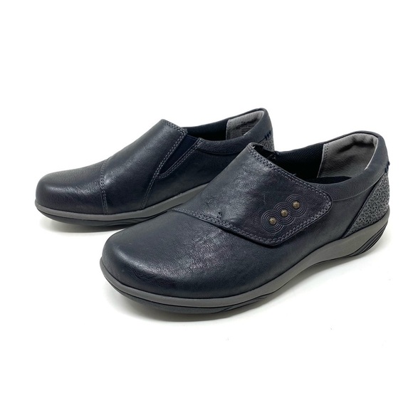 Hälsa Footwear Anna Leather Clog Navy WIDE - Picture 2 of 7